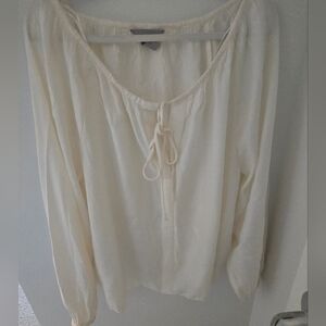 H&M Oversized Cream Blouse with Tie Detail